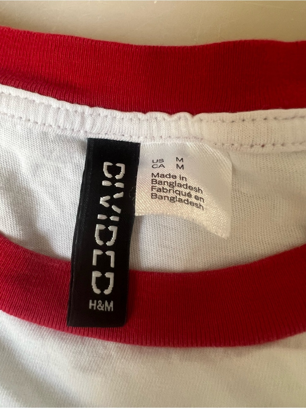 H&M White Tee with Red Crew Ringer - Picture 3 of 3